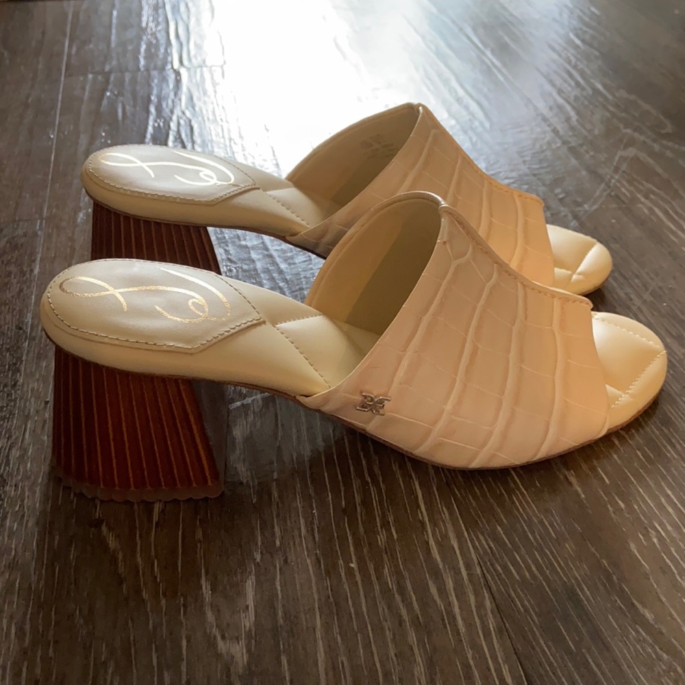 Sam Edelman Croc-Embossed Textured Faux Leather Sandals